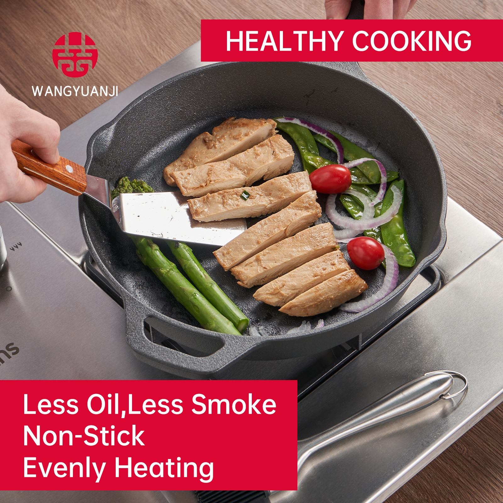 10-Inch Cast Iron Single Handle Grill Pan Uncoated 1 count - Weee!