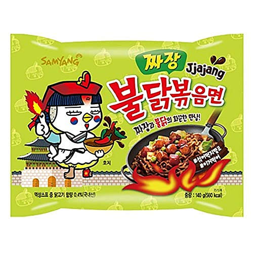 Samyang Buldak Jjajang Korean Spicy Hot Chicken Stir-Fried Noodles 4.94oz (Pack of 5) Spicy Black Bean Roasted Chicken / 4.9 Ounce (Pack of 3) 1 each