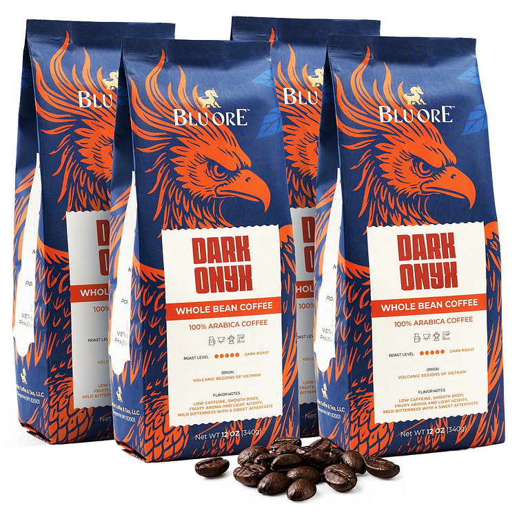 Blu Ore Dark Onyx Arabica Coffee Beans 4-pack 12 oz*4 pack