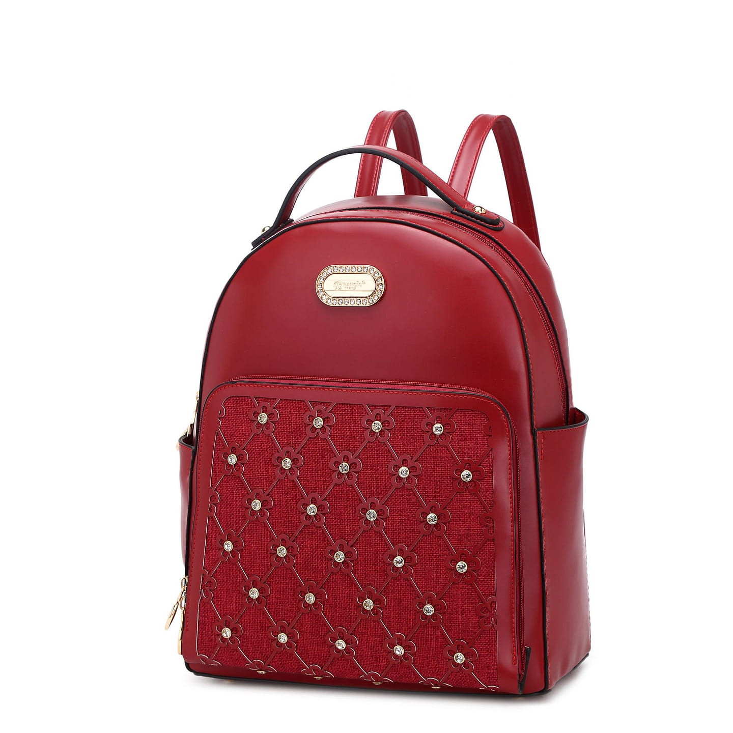 Wildflower Blossom Vegan Classy Travel Backpack + Wallet [KOB3577+KOW8368-RD] 1 each