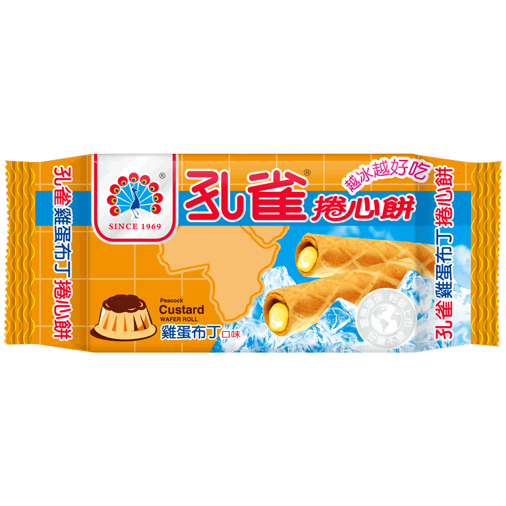 台湾【完美结合】孔雀卷心饼 鸡蛋布丁 63 克