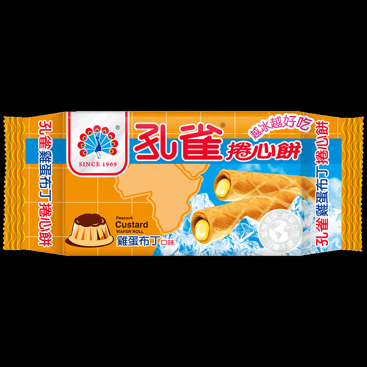 台湾【完美结合】孔雀卷心饼 鸡蛋布丁