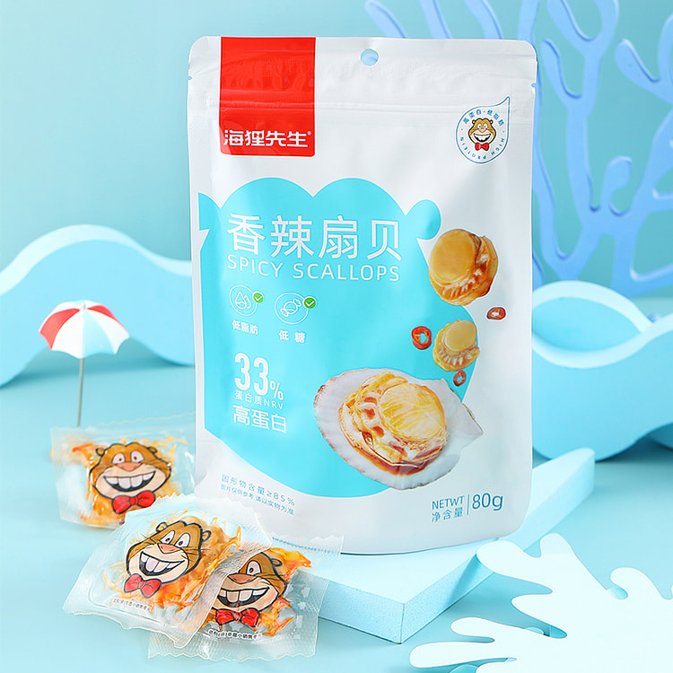 海狸先生 香辣扇贝肉开袋即食低脂海鲜 80g*1袋