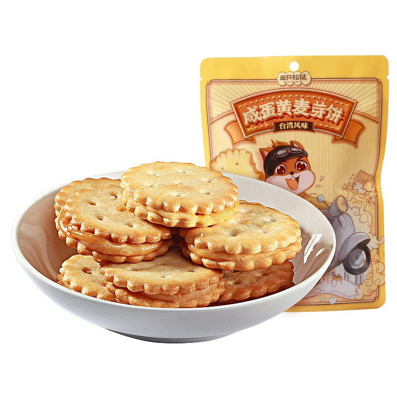【 Three squirrels _ Salted Egg Yolk Malt Cake 108g/ bag 】 Sandwich cookies 108 g