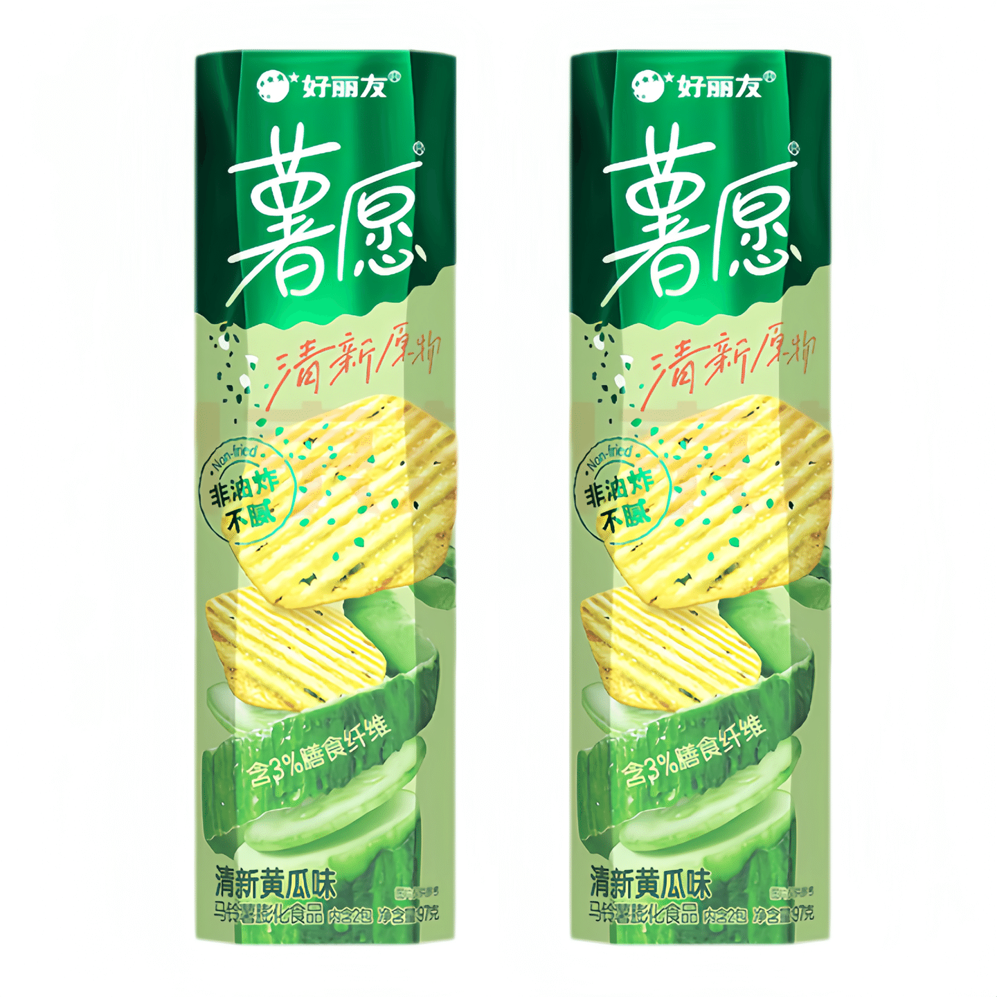 好丽友薯愿薯片清新黄瓜口味休闲零食办公室追剧必备 2 盒
