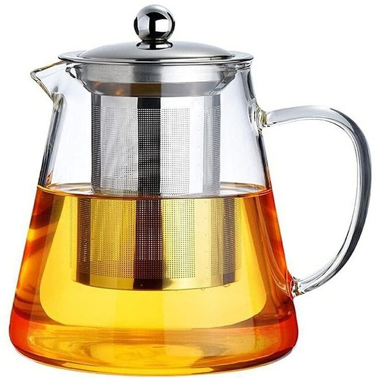 玻璃茶壶 茶水壶950 毫升 -带不锈钢可拆卸泡茶器 茶水分离，安全材料，便于清洗，适用于秋冬泡花茶和散叶茶，美国仓库发货，包邮到家