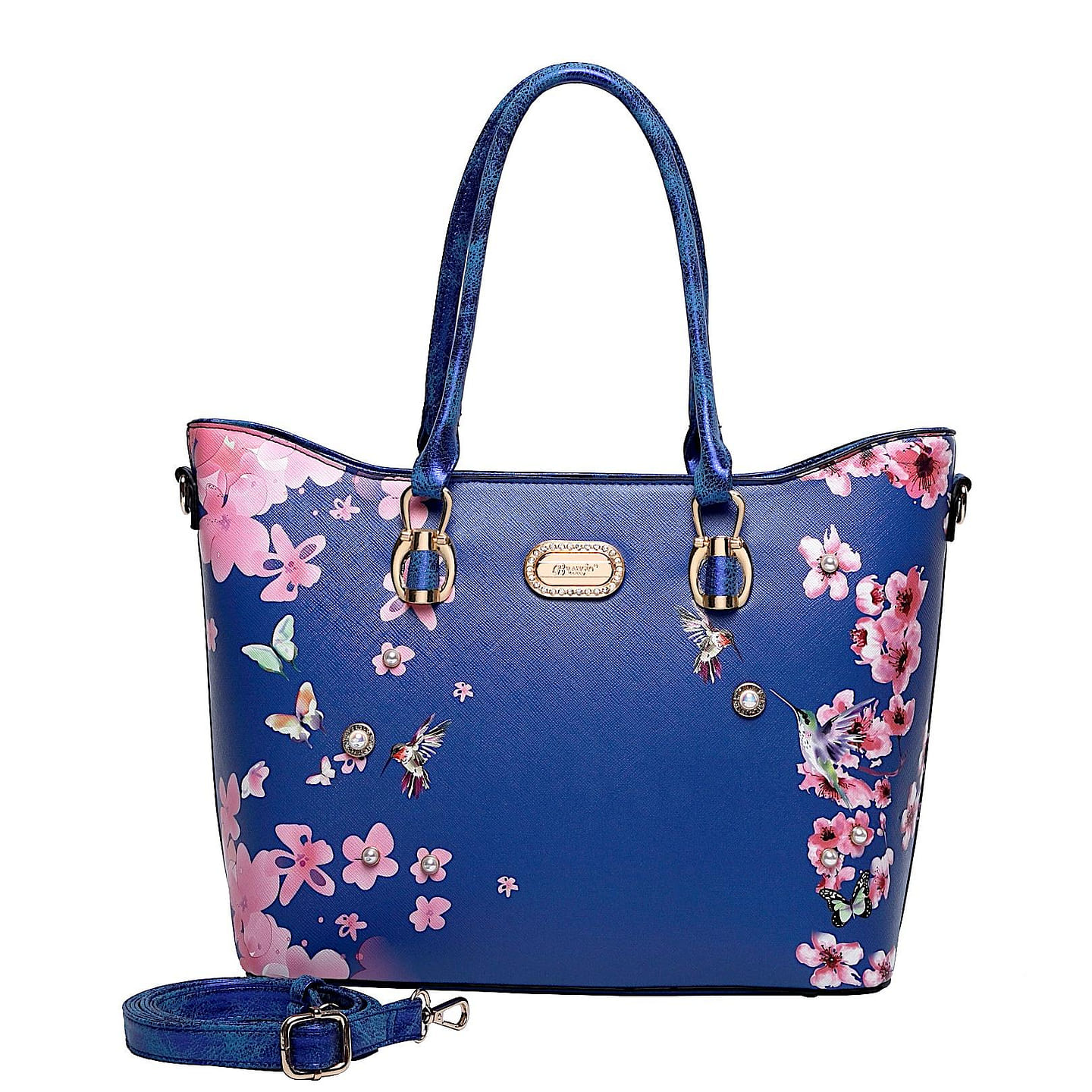 Hummingbird Bloom Vegan Leather Handle Bag + Wallet [KP6669+KPC8828-RB] 1 each