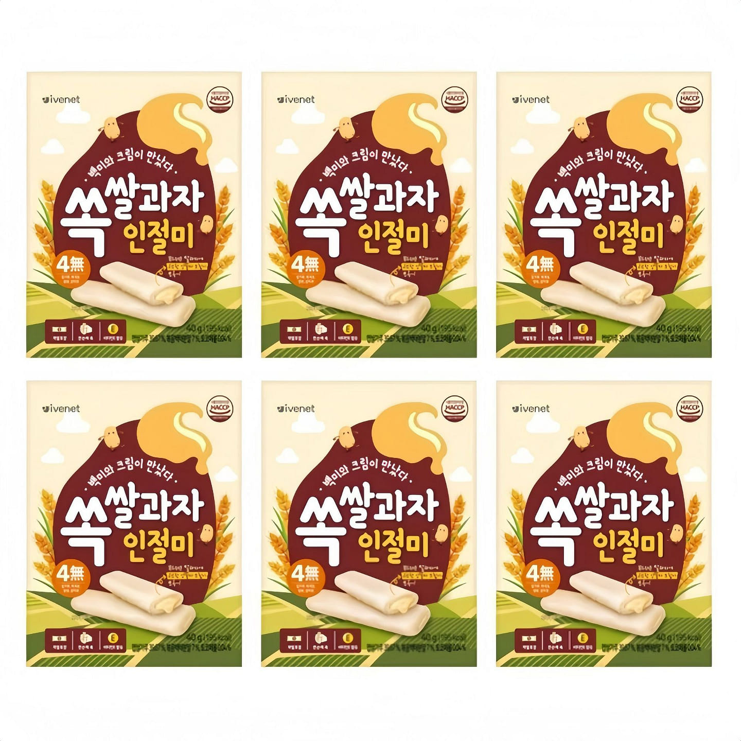 [Ivenet] Kids Flat Rice Crackers Injeolmi 6 pack