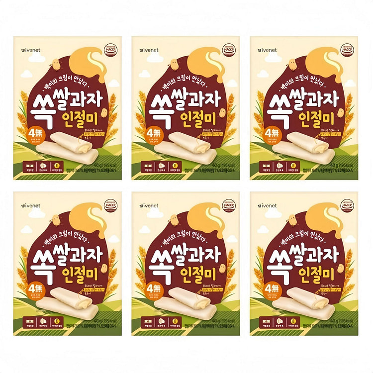 [IVENET] Kids Flat Rice Crackers Injeolmi 6 pack