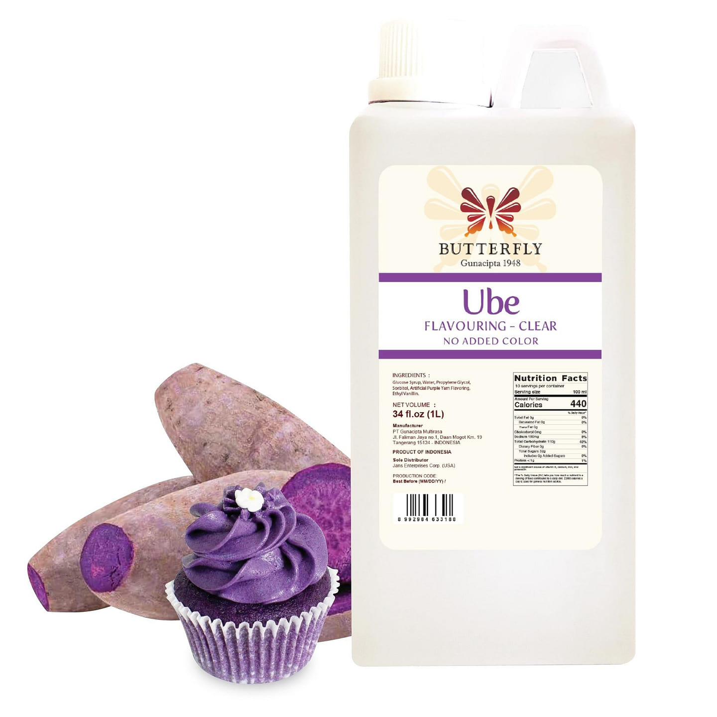 Butterfly Ube Flavoring Clear Color 1L – Pack of 1 34 fl.oz
