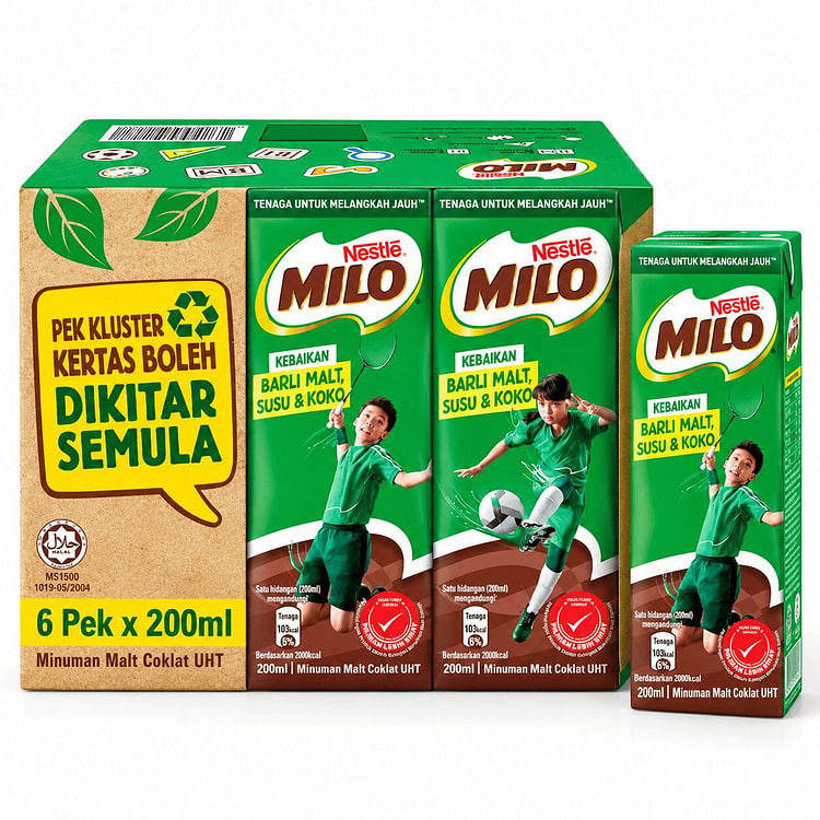 Sữa Milo Lúa Mạch Nestlé Malaysia 200ml X 6 Hộp 180 ml