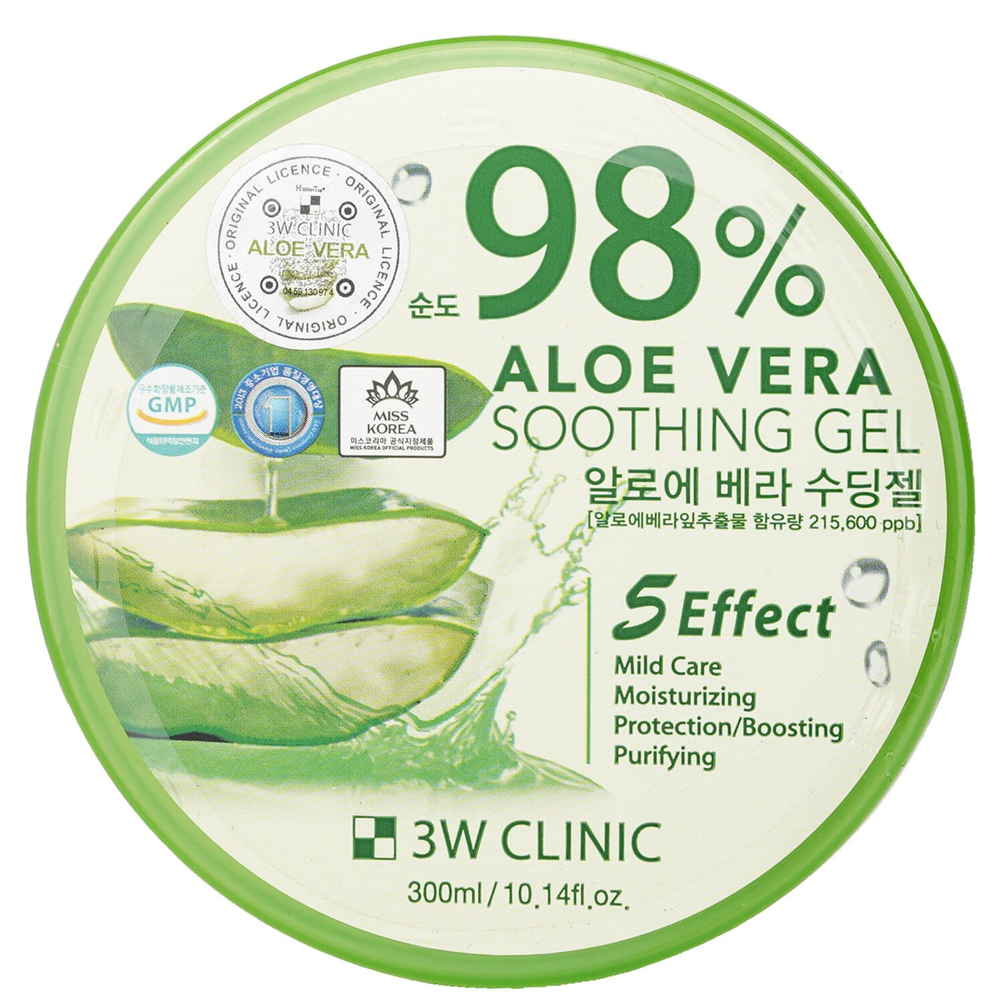 3W Clinic 98% Aloe Vera Soothing Gel 300ml/10.14oz 300 ml