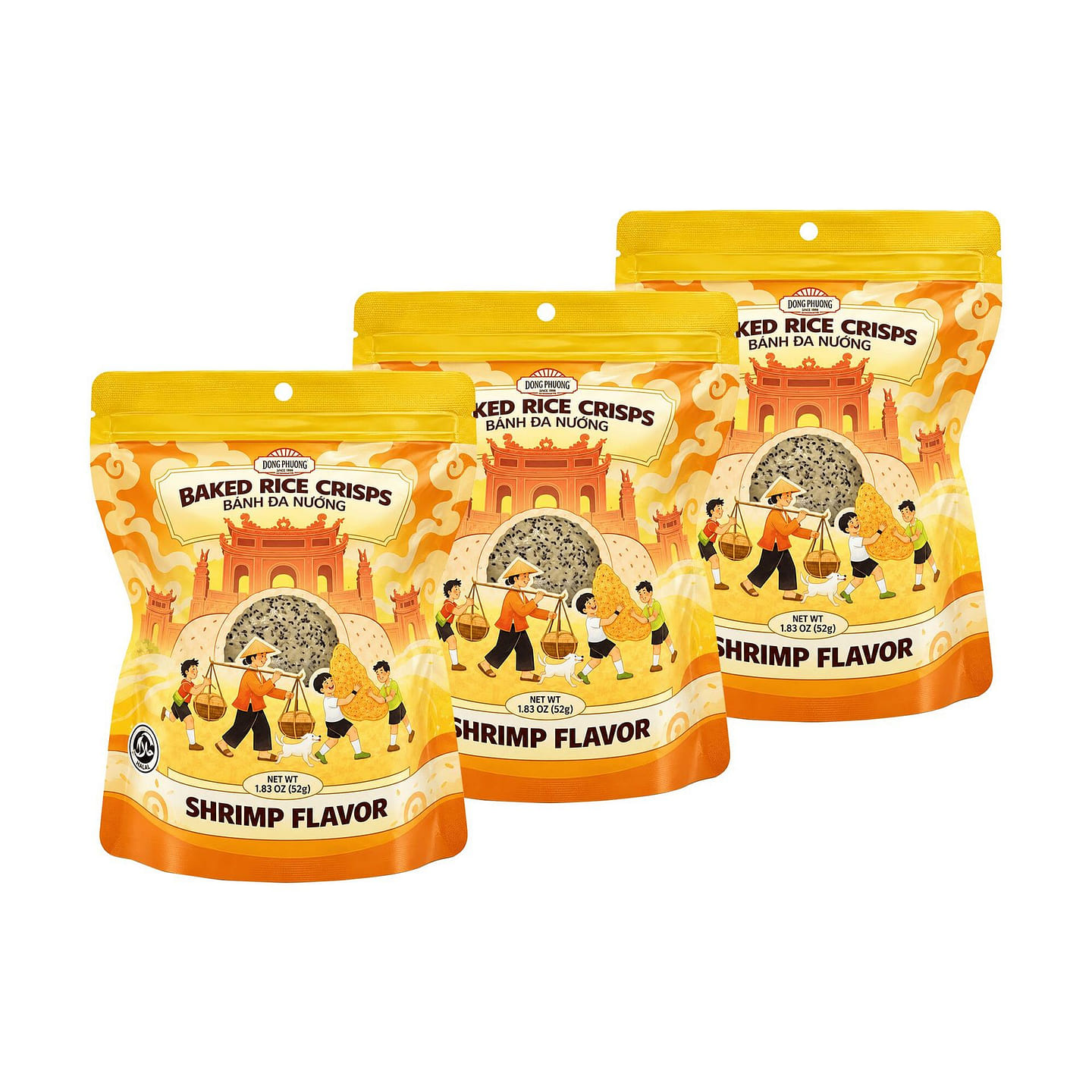 Dong Phuong Shrimp Baked Rice Crisps 1.83 oz 3 box