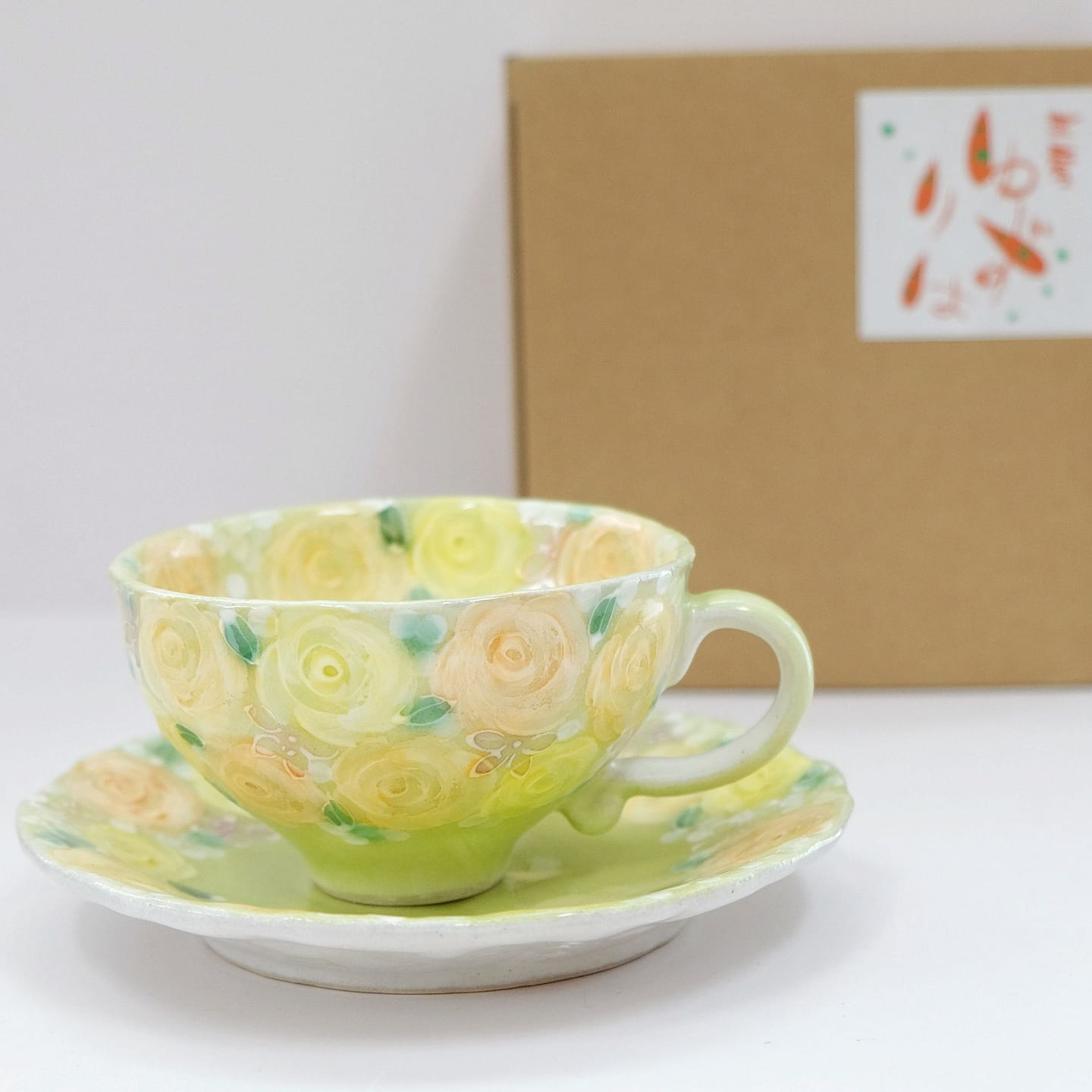 Yuzuriha Flower coffee cup set Yellow Rose (Gift Box) 1 each