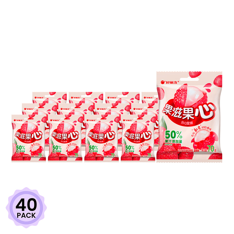 好丽友 果滋果心 水果软糖荔枝味 剥皮软糖 70 克*40 包
