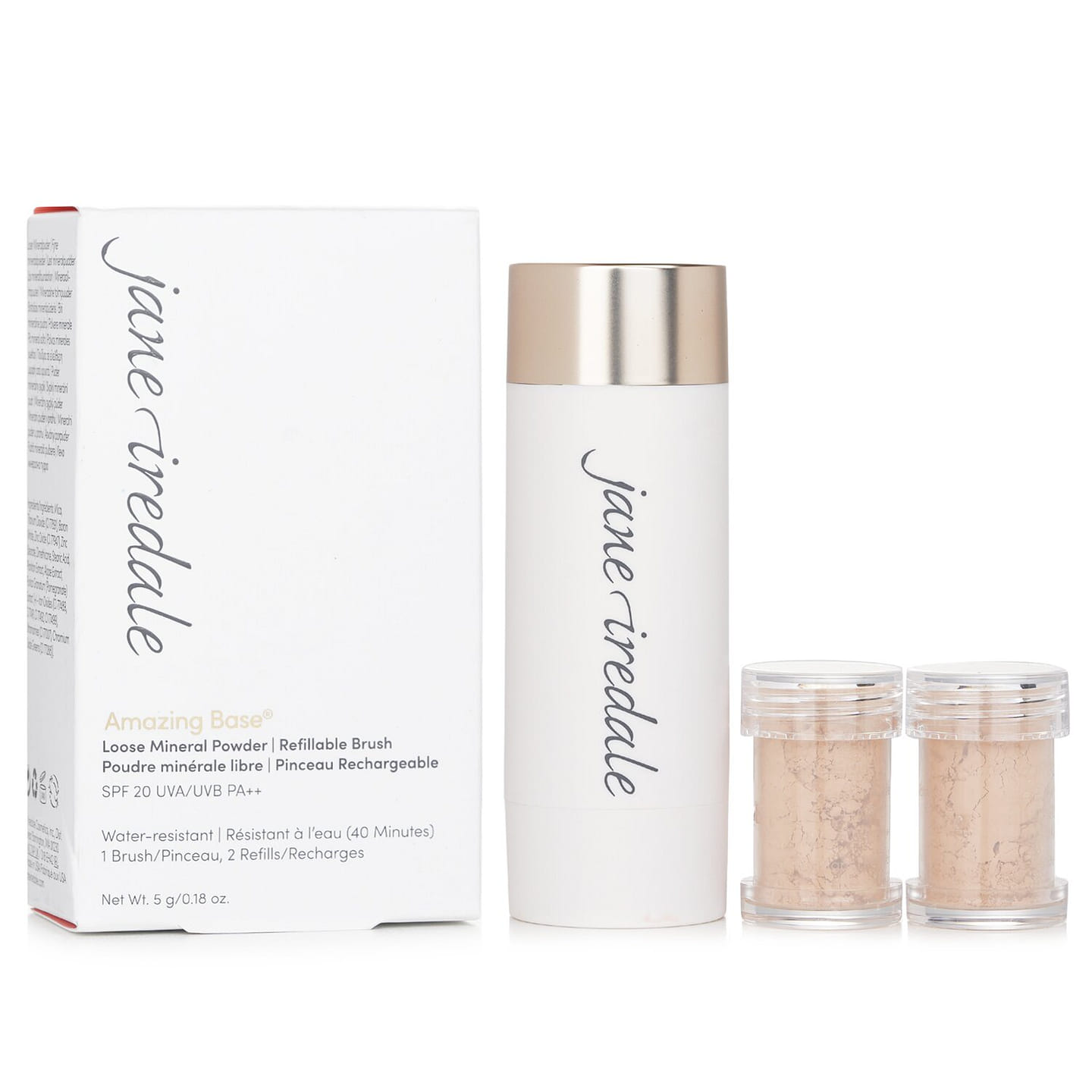 Jane Iredale Amazing Base Loose Mineral Powder SPF 20 Refillable Brush (1x Brush, 2x Refills) – Warm Sienna 2×2.5g/0.09oz 2 g