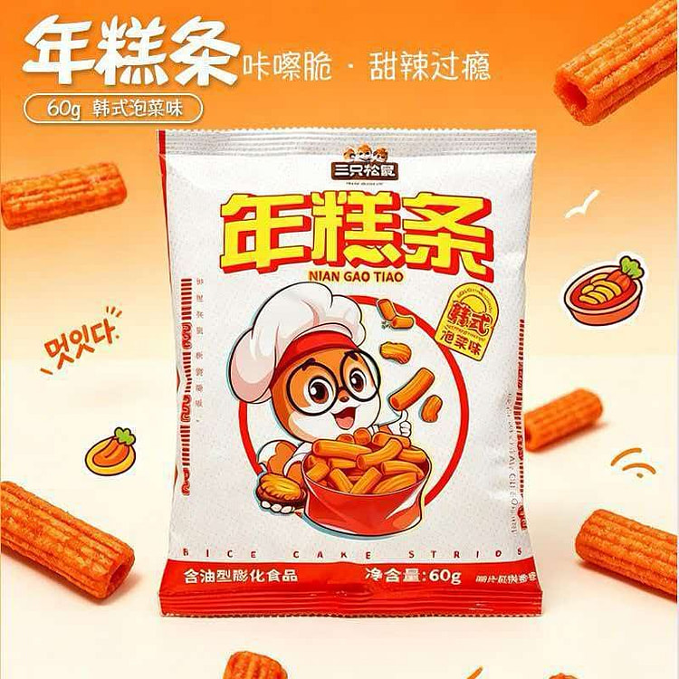 ThreeSquirrels Kimchi Flavored Rice Cake Sticks60g 60 g