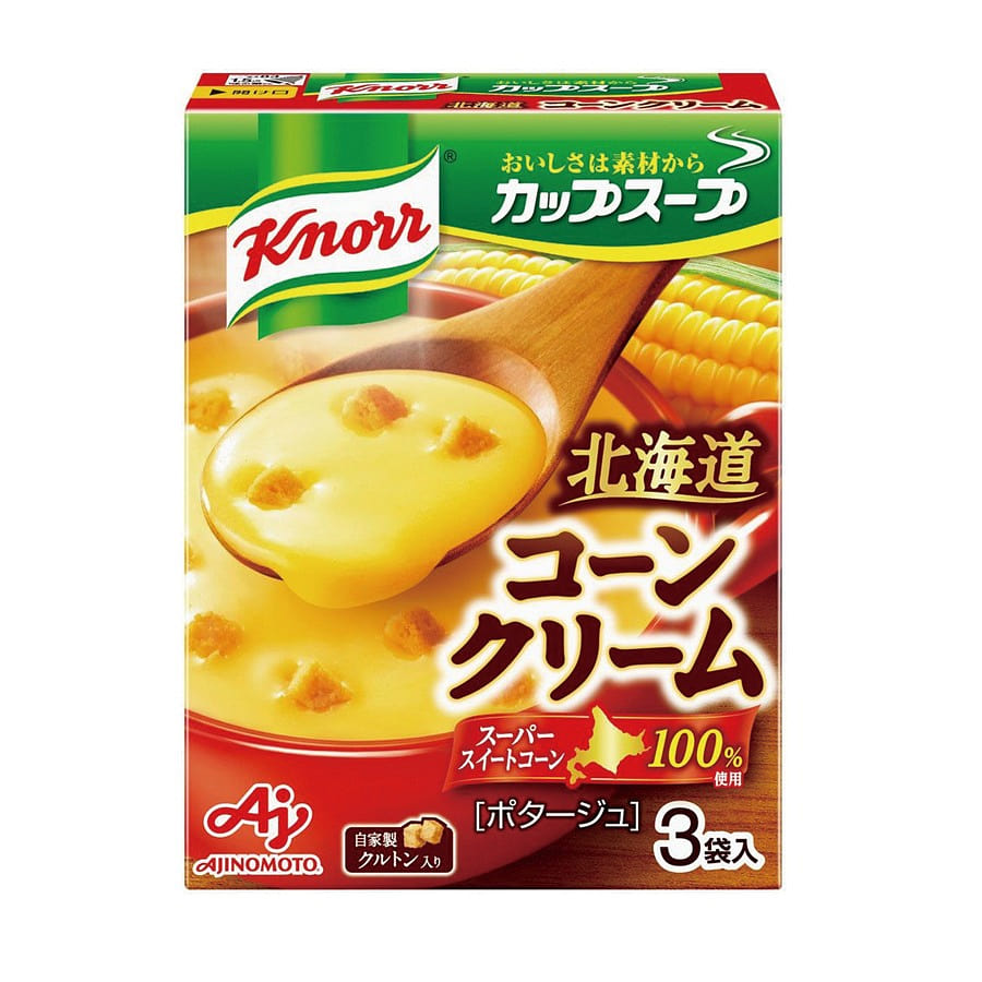 日本 AJINOMOTO 味之素 永野芽郁同款 奶油玉米浓汤 速食汤 18.6g*3包 1 盒