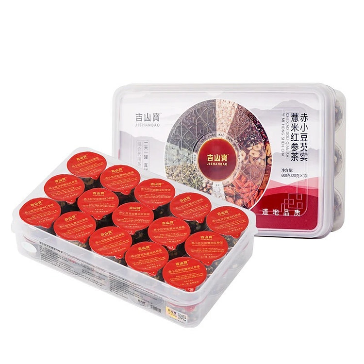 吉山宝 赤小豆芡实薏米红参养生茶30罐 1 盒