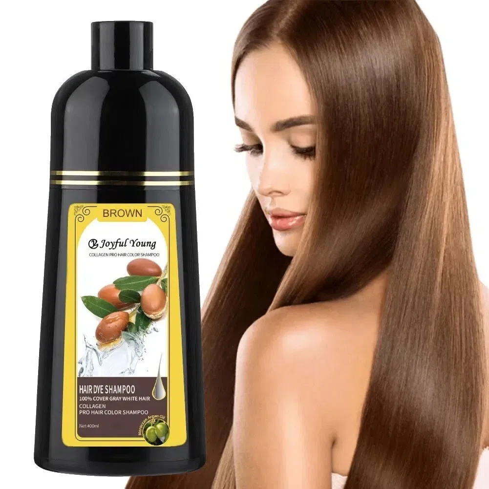 Medium Brown 3 in 1 Hair Dye Shampoo Gray Coverage 1 box