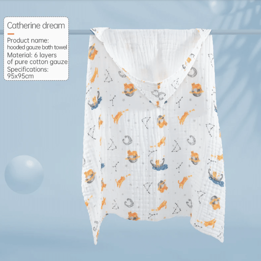 Bebetour Muslin Hooded Cotton Towel 95cm*95cm – Dream 1 each