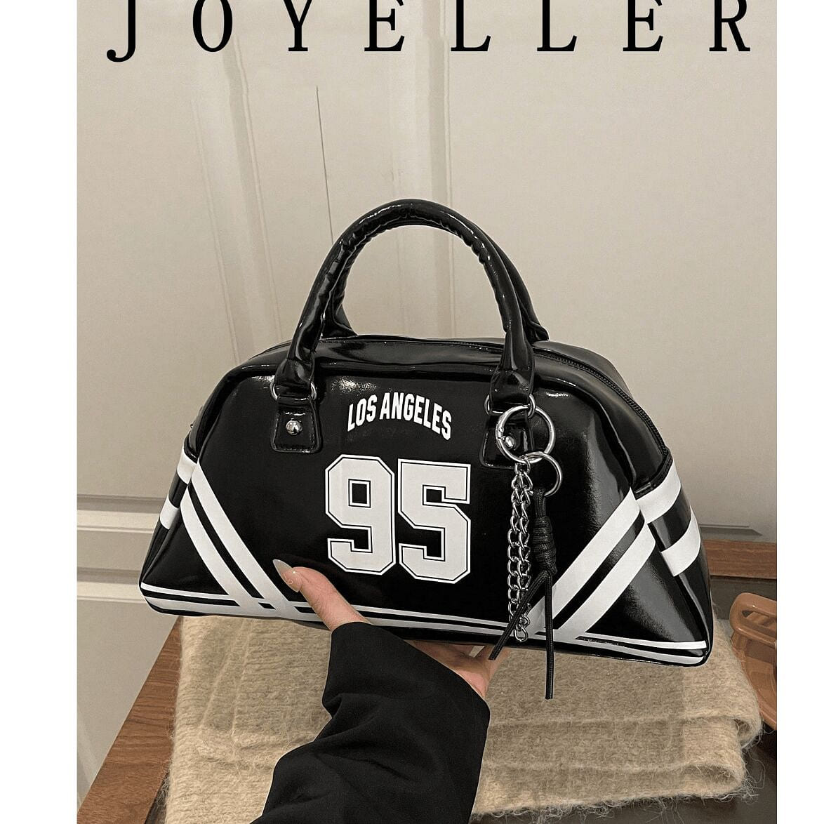 Women Bowling Handbag Black Casual Large Capacity 1 case