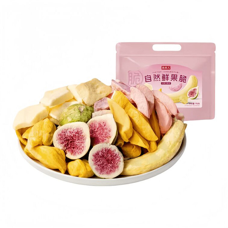 牧果人 自然鲜果脆冻干苹果无花果混合装脆片 170 克