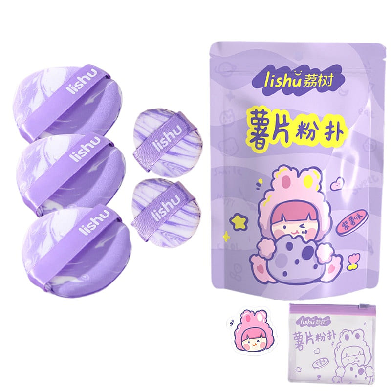 LISHU Purple Chip Travel Puffs 5pcs,1 bag 1 count