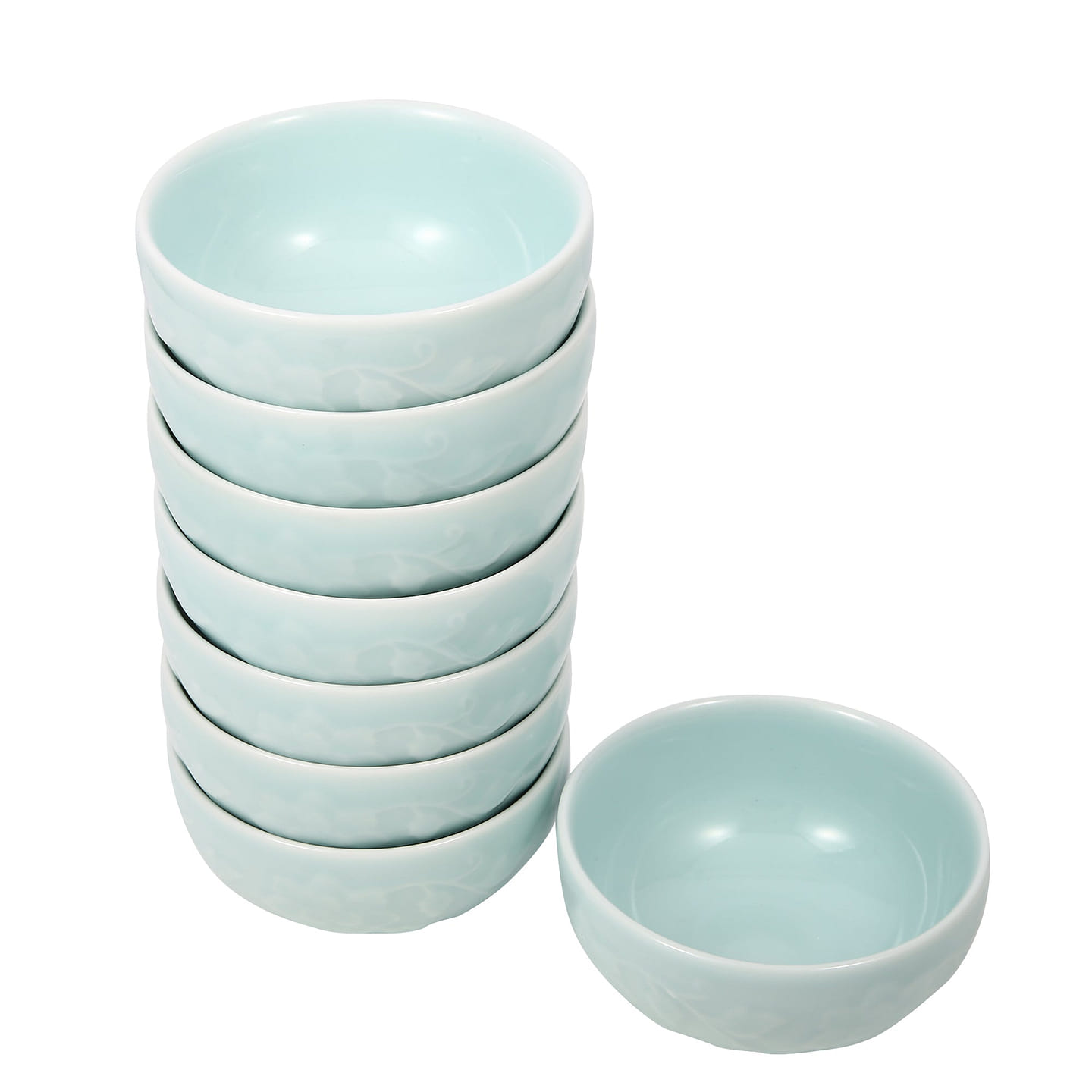 8-Piece Celadon Bowl With Peony Pattern 4.5 Bowl Gift Set Light Greenish Blue 1 each