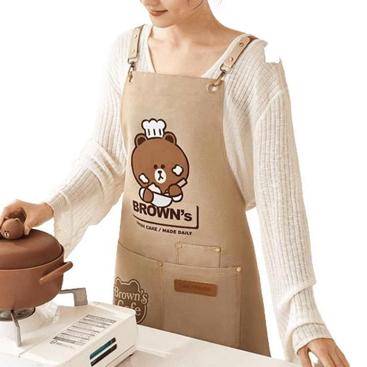 LINE FRIENDS 围裙防水防油污 浅咖款