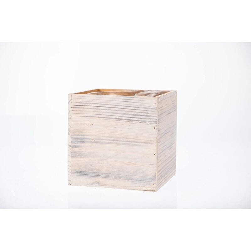 Whitewashed Wooden Planter Box (7 x 7 inch) 1 count