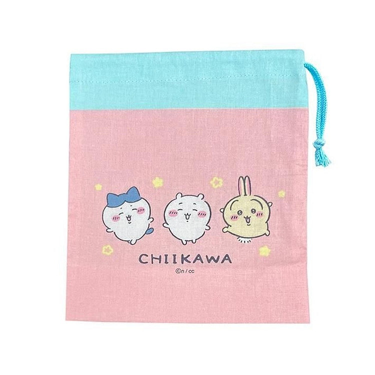OSK CHIIKAWA Drawstring Storage Cup Bag Pink Blue 1 count
