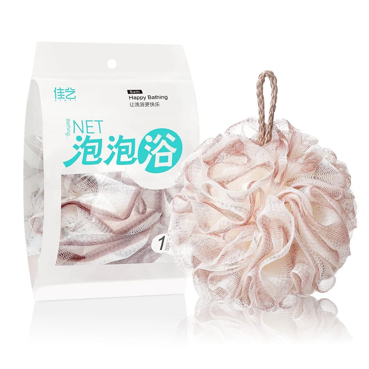 Jumbo Bath Sponge Pink White 1 each
