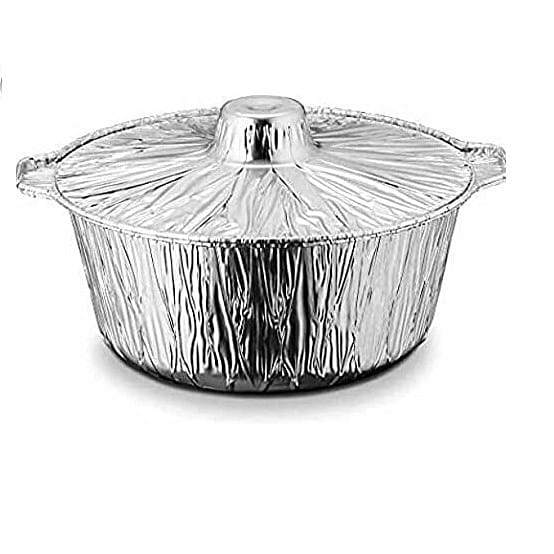 5pcs Round Aluminum Foil Pot disposable outdoor camping hotpot cooking takeaway 1 each