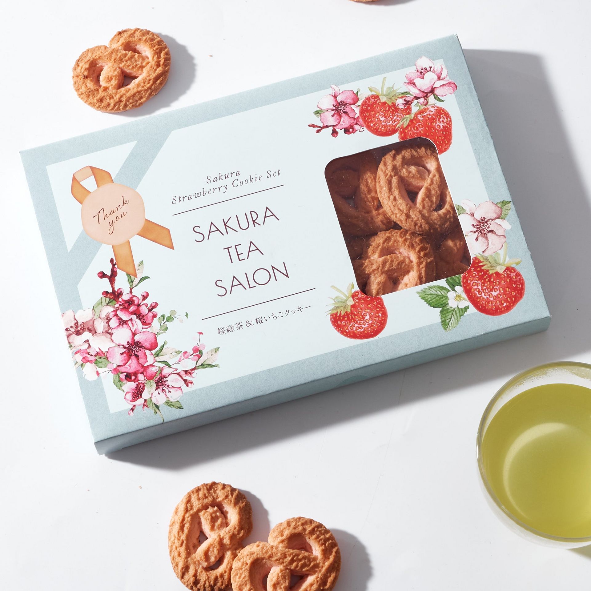 お取り置き　さくら Sakura Green Tea & Strawberry Cookies Gift Set - Weee!