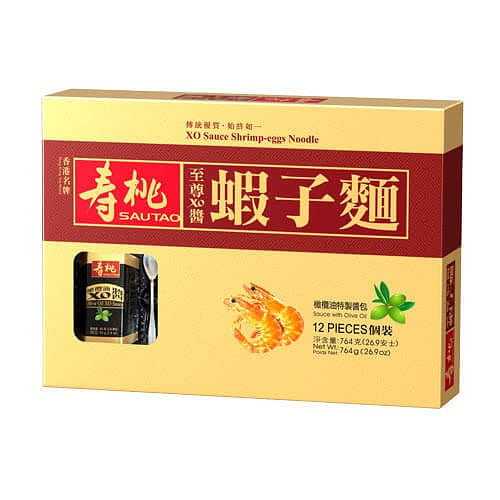 香港直送 壽桃牌 至尊XO醬蝦子麵禮盒 (12個裝) 763 克