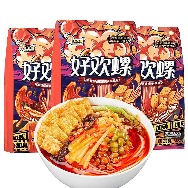 好欢螺螺蛳粉加辣加臭螺丝粉方便速食3*400g