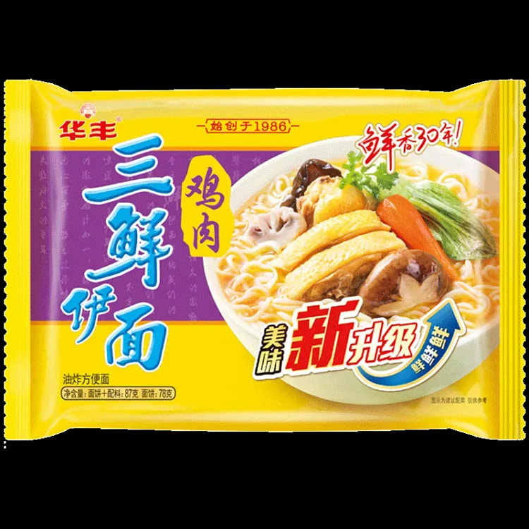 华丰三鲜伊面80后怀旧方便面鸡肉味87g*1袋 87 克