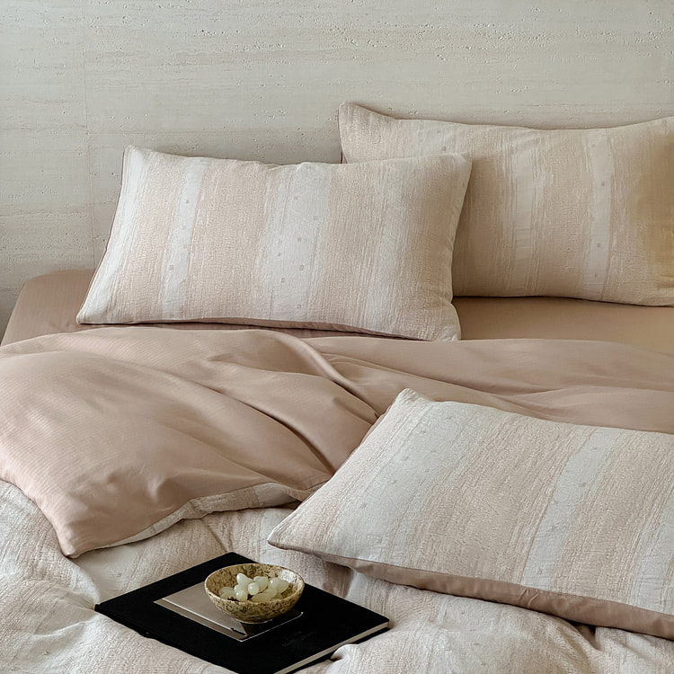 屿眠云感三层纱纯棉床上四件套 棕色-Double 2000 克