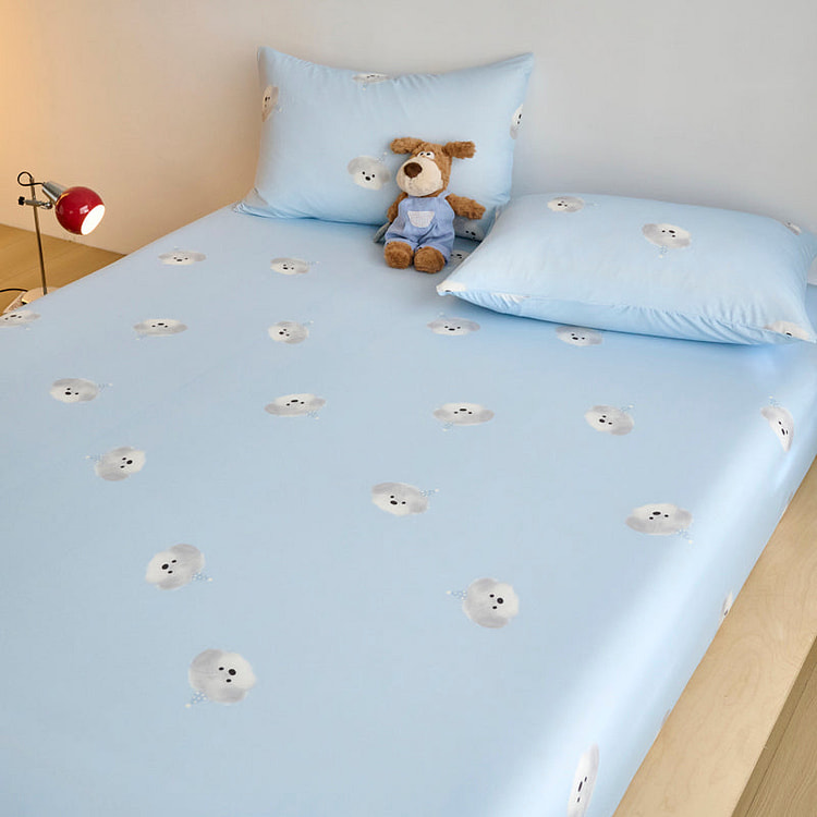 Glace Dreams Fitted Sheet Set Cloud Blue-Queen 2000 g