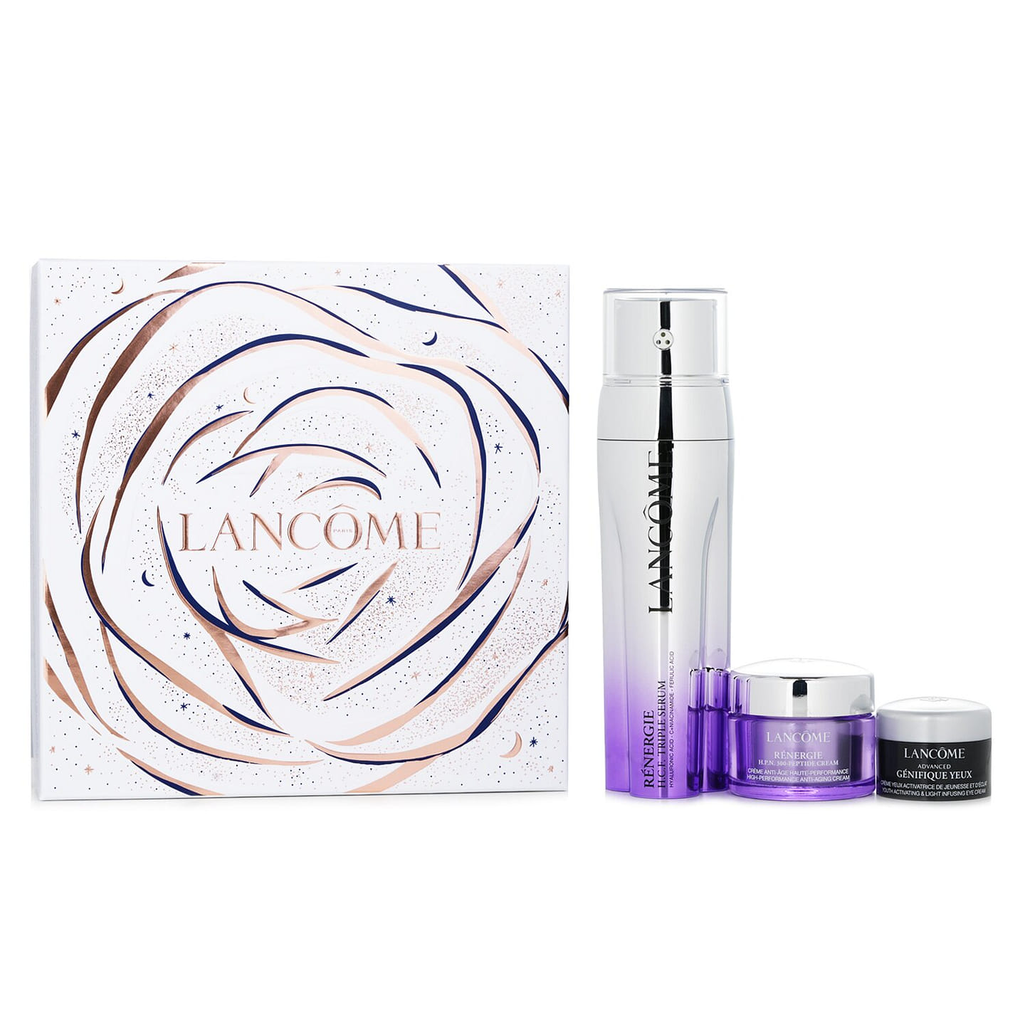Lancome Renergie and Genifique Skincare Set: Renergie H.C.F. Triple Serum 50ml+ Renergie H.P.N. 15ml + Genifique Eye Cream 5ml 3 bottle