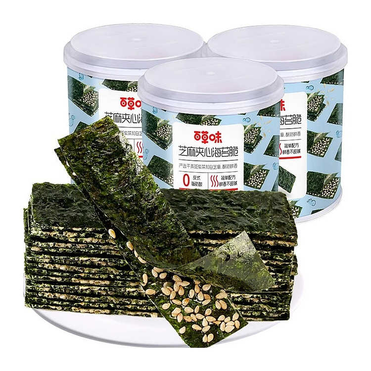 百草味芝麻夹心海苔脆40g*3 120 克