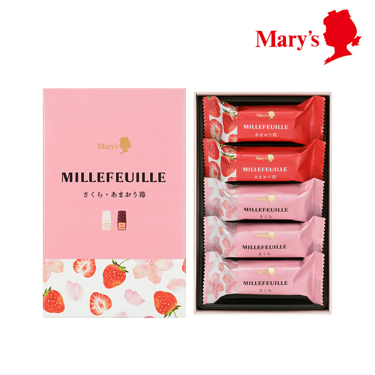 Mary's Sakura Strawberry Thousand Layer Puff 5 miếng