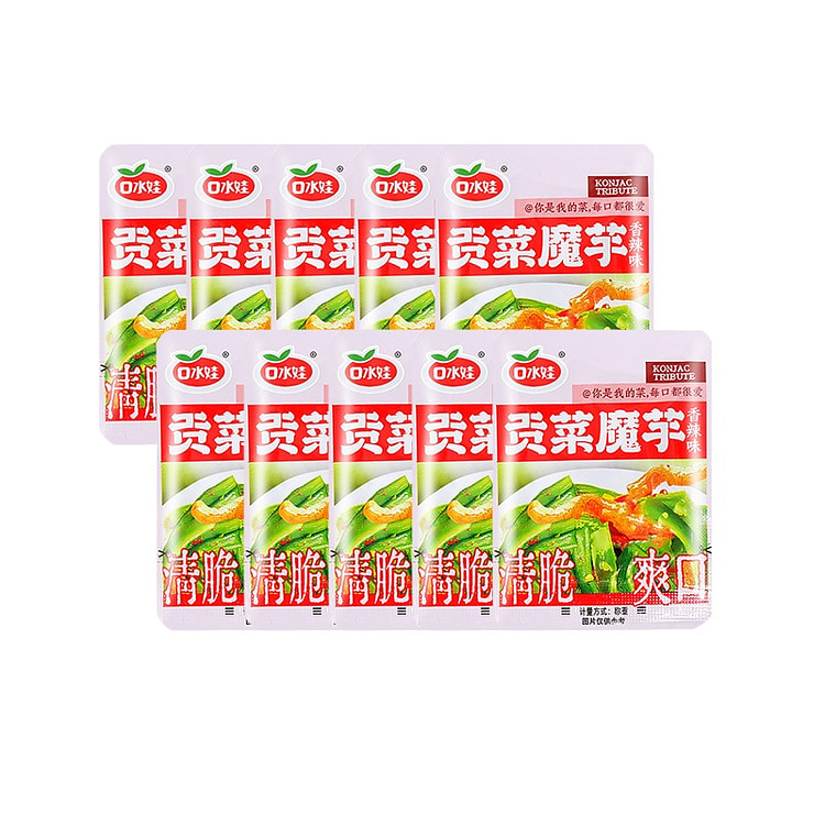 口水娃魔芋贡菜魔芋爽低脂开袋即食下饭菜小零食 香辣味7.5g*10包