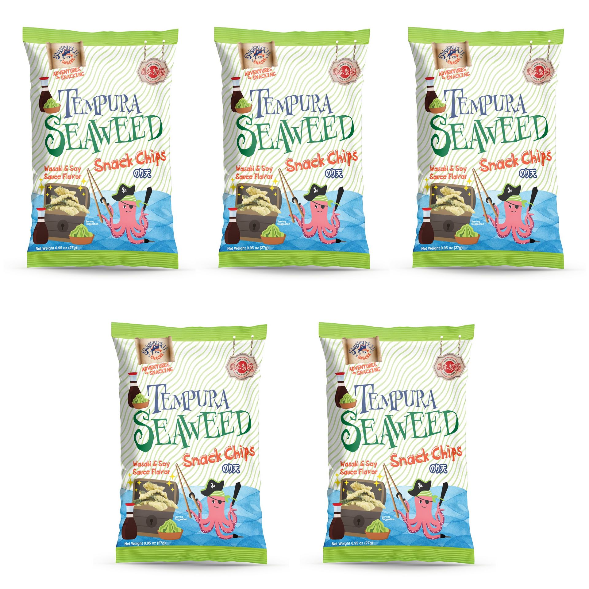 Seaweed Snack Chips Wasabi Flavor 0.95oz x 5 4.75 oz