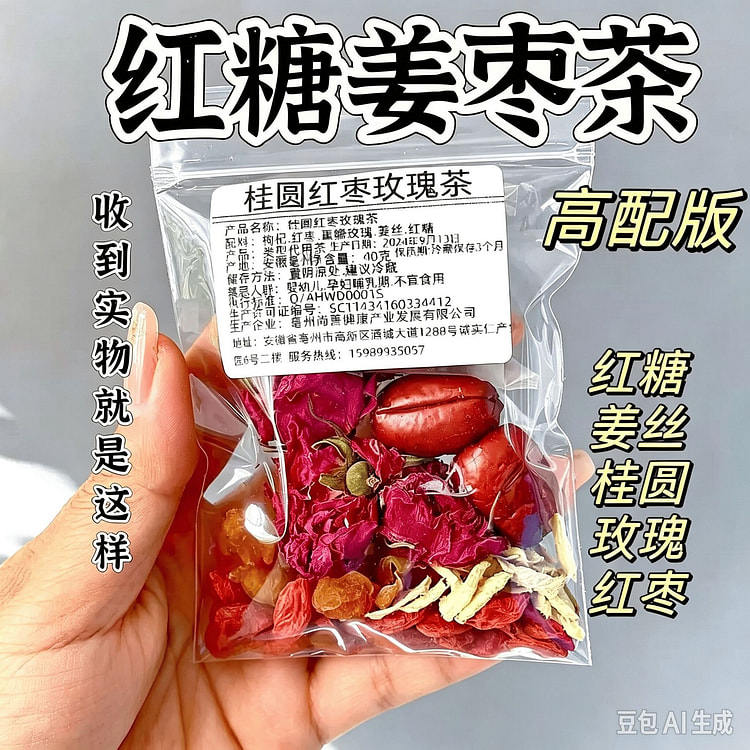桂圆红枣玫瑰茶红糖姜枣养生茶40g 40 克