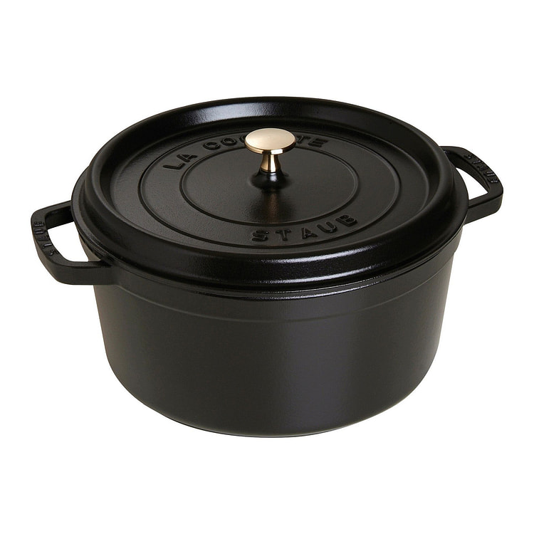 STAUB Cast Iron 7-qt Round Cocotte 7-qt / Matte Black