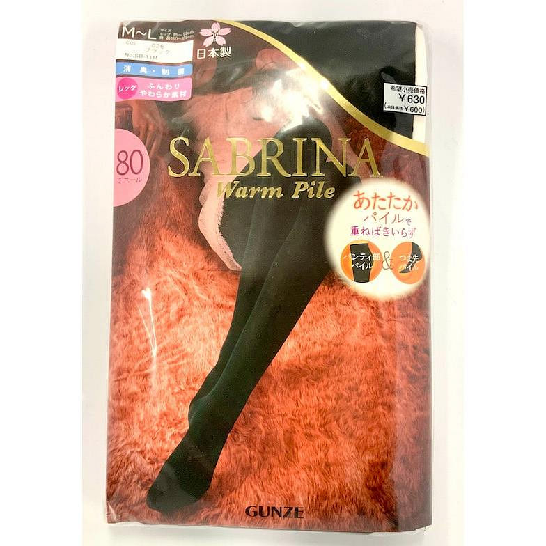 Gunze Sabrina Warm Pile Tights 80 Denier, Black, Size M 1 each