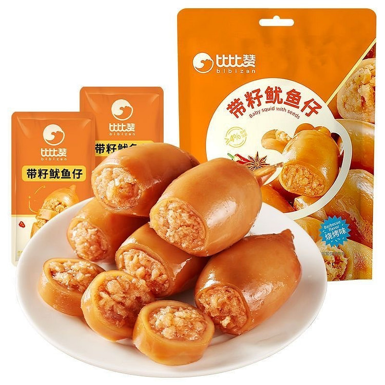 比比赞鱿鱼仔带籽即食墨鱼仔食品海鲜味休闲零食小吃 90 克