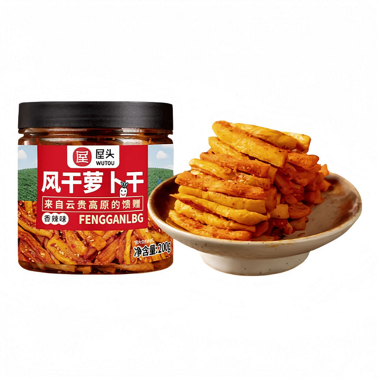 屋头  高山脆风干萝卜干香辣味  200g*1瓶 200 克
